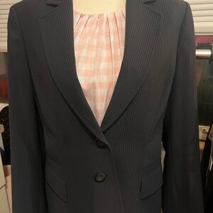 Anne Klein Women's Black Pinstripe Blazer Size 8Petite